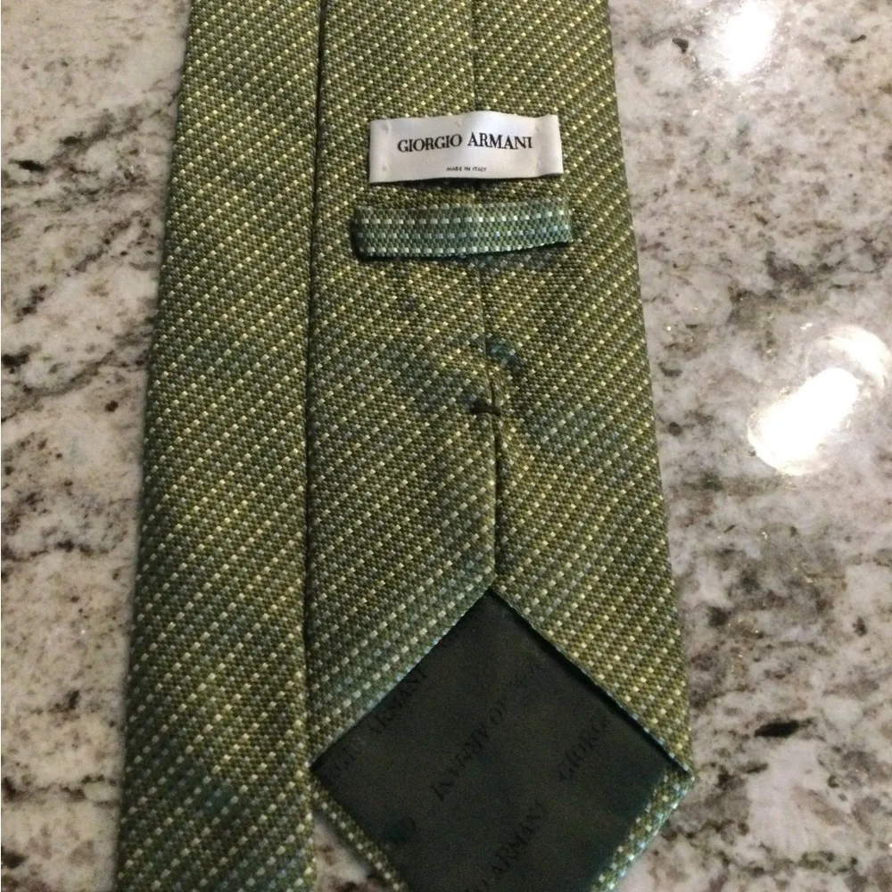 Giorgio Armani Green Textured Silk Tie with Subtle Speckle
